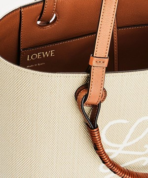 Loewe - Small Anagram Jacquard Canvas and Leather Tote Bag image number 5