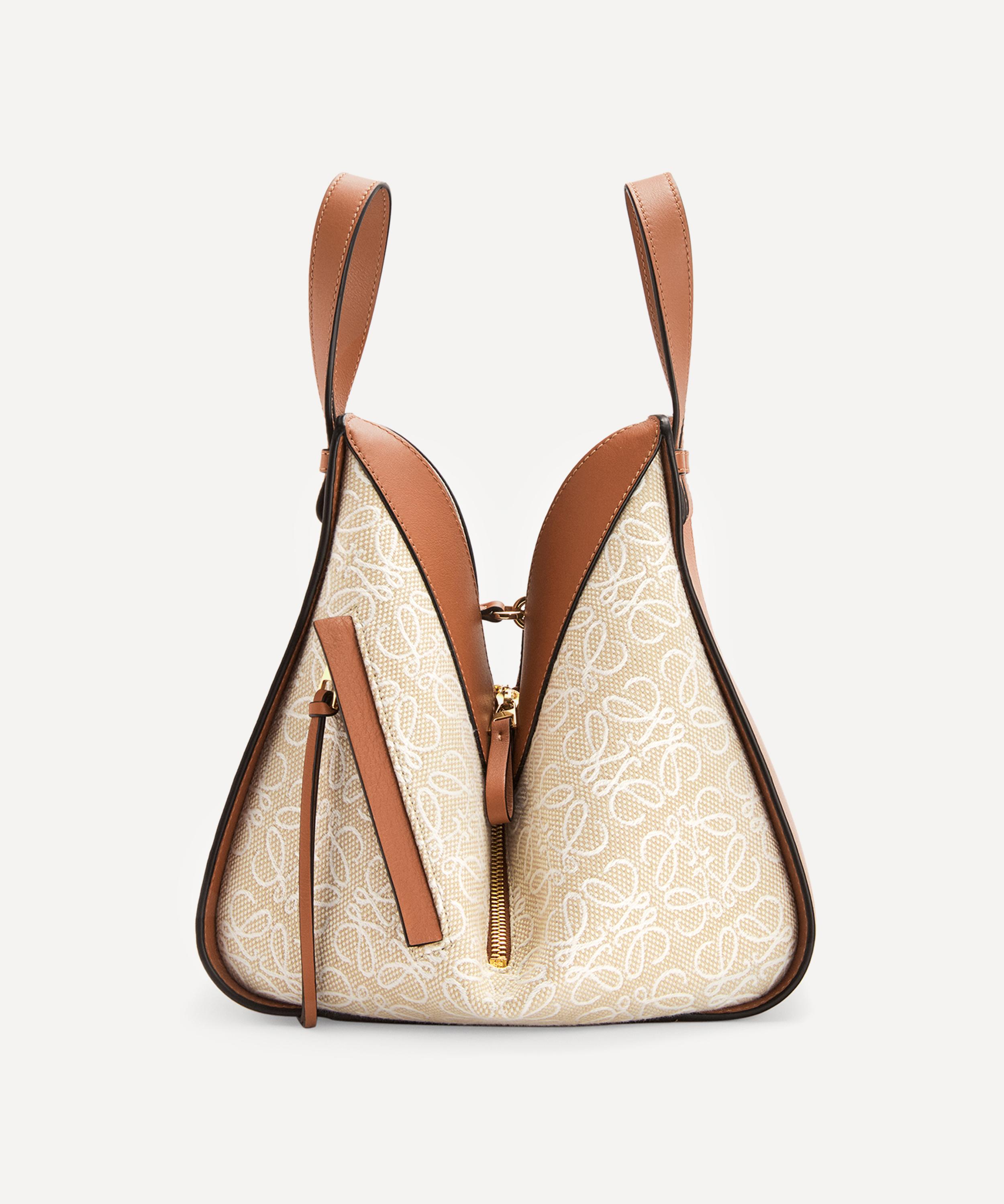 Loewe - Small Hammock Leather and Anagram Jacquard Canvas Bag image number 3