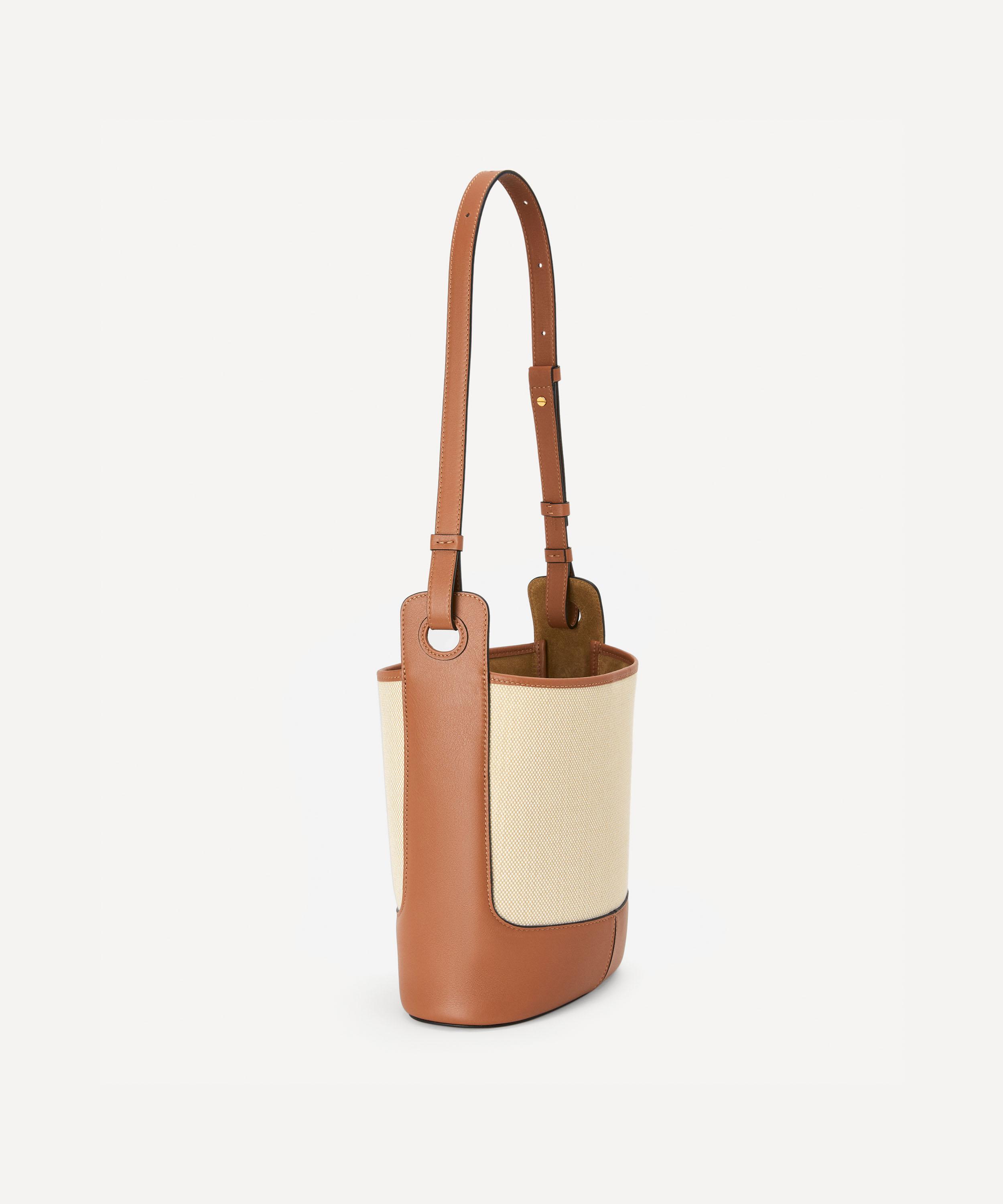 Loewe - Small Hobo Leather and Anagram Jacquard Canvas Bucket Bag image number 3