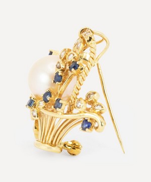 Kojis - 18ct Gold Sapphire and Pearl Basket Brooch-Pendant image number 4