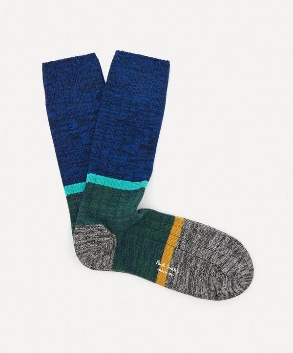 Paul Smith - Colour-Block Marl Ribbed Socks image number 0