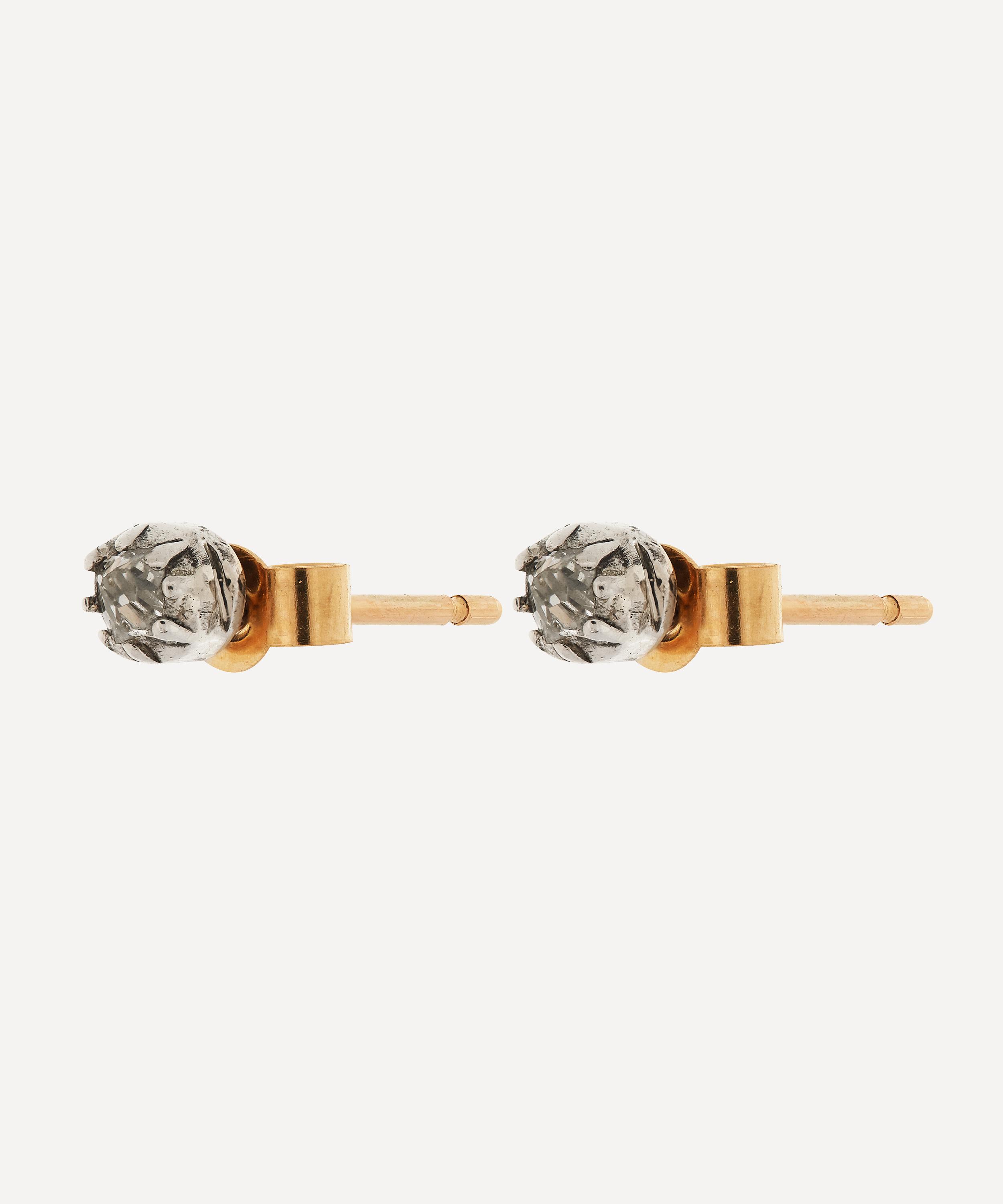 Kojis - 9ct Gold and Silver Antique Diamond Stud Earrings image number 