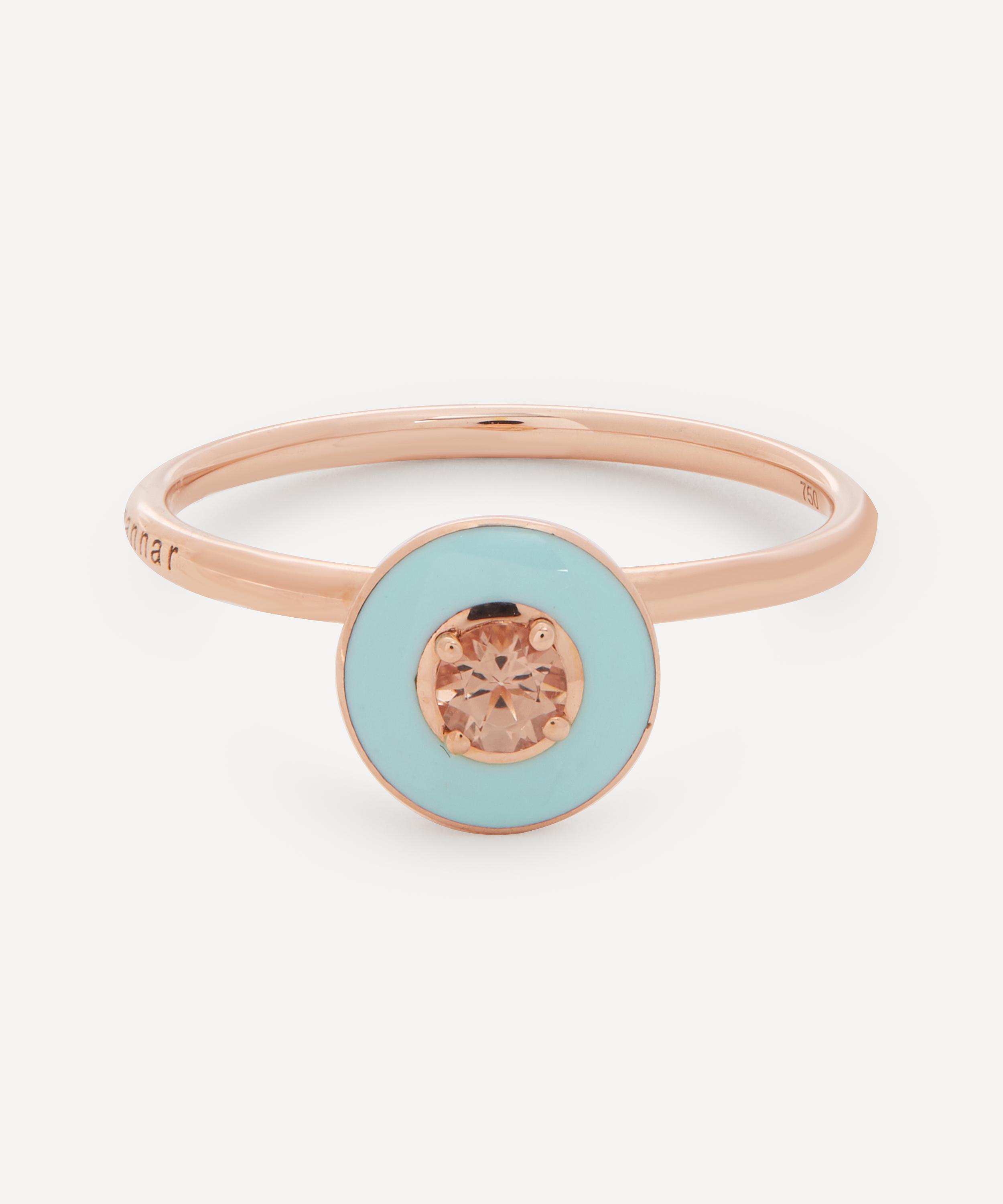 Selim Mouzannar - 18ct Rose Gold Mina Enamel Peach Tourmaline Ring
