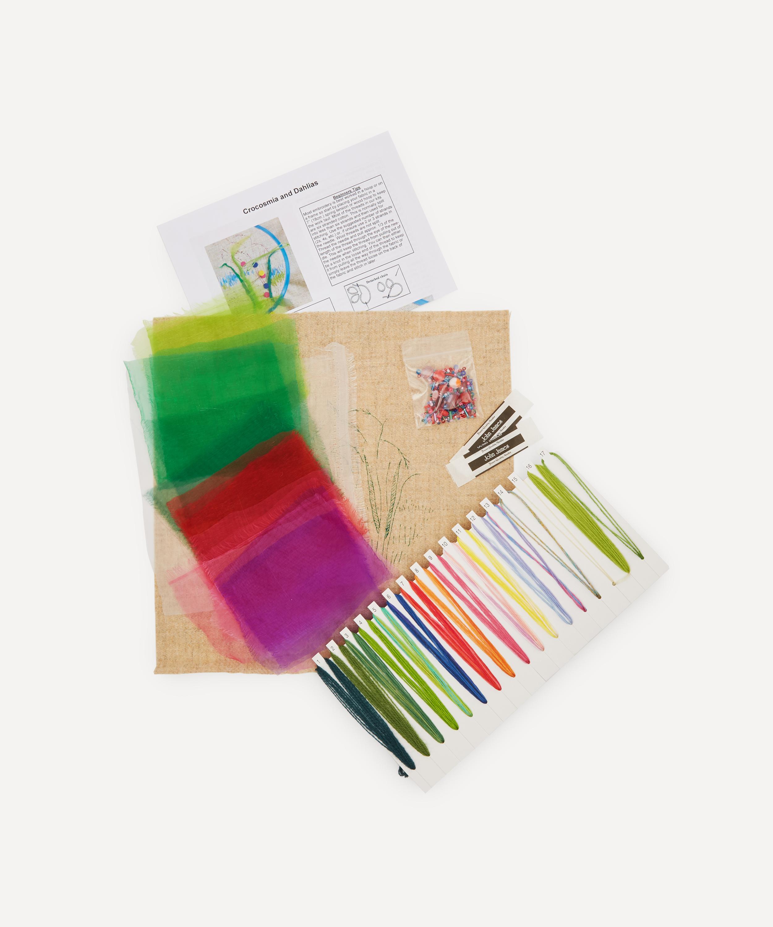 Rowandean Embroidery - Crocosmias and Dahlias Hand Embroidery Kit image number 1