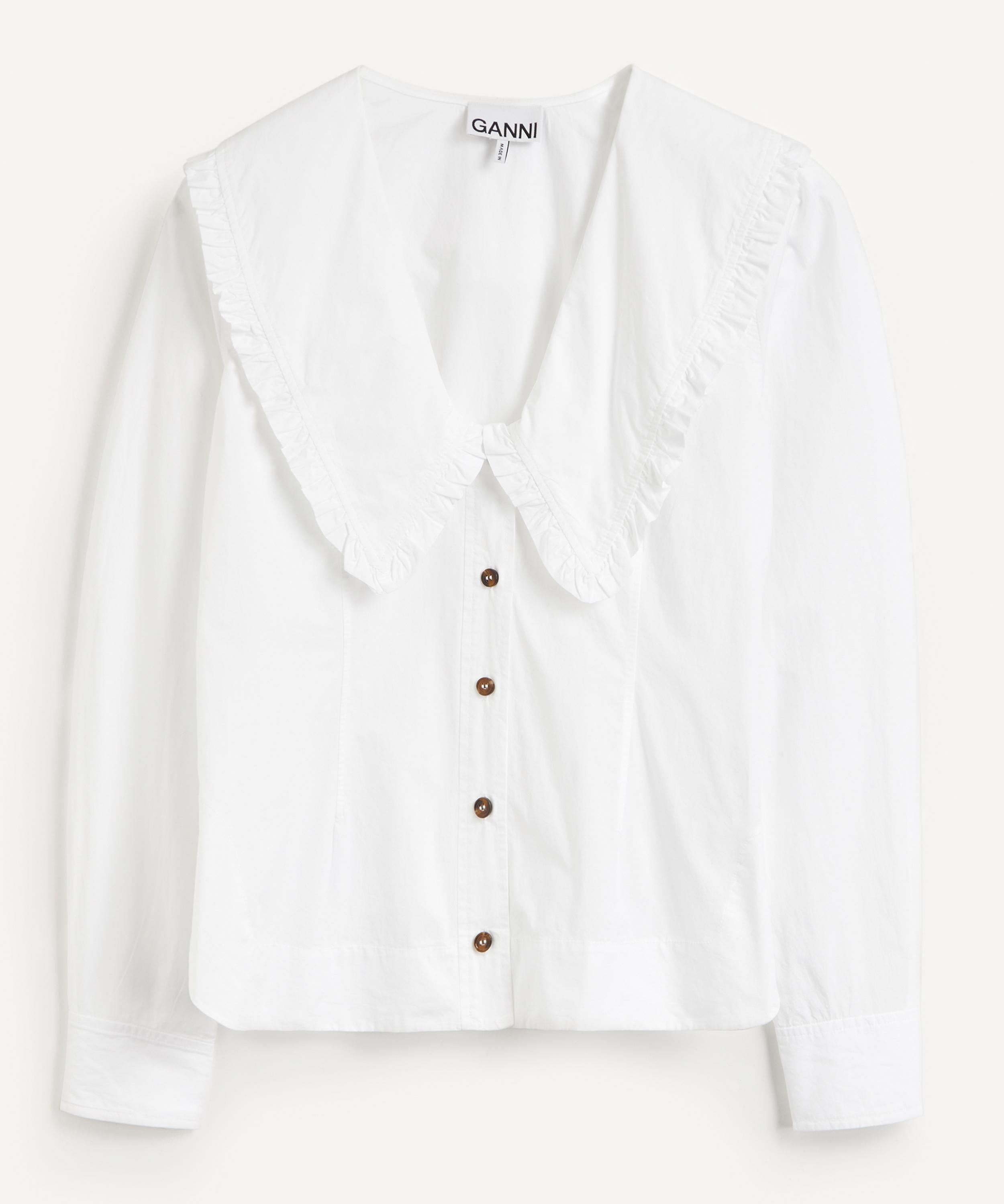 Ganni - Big Collar Cotton Poplin Blouse image number 0