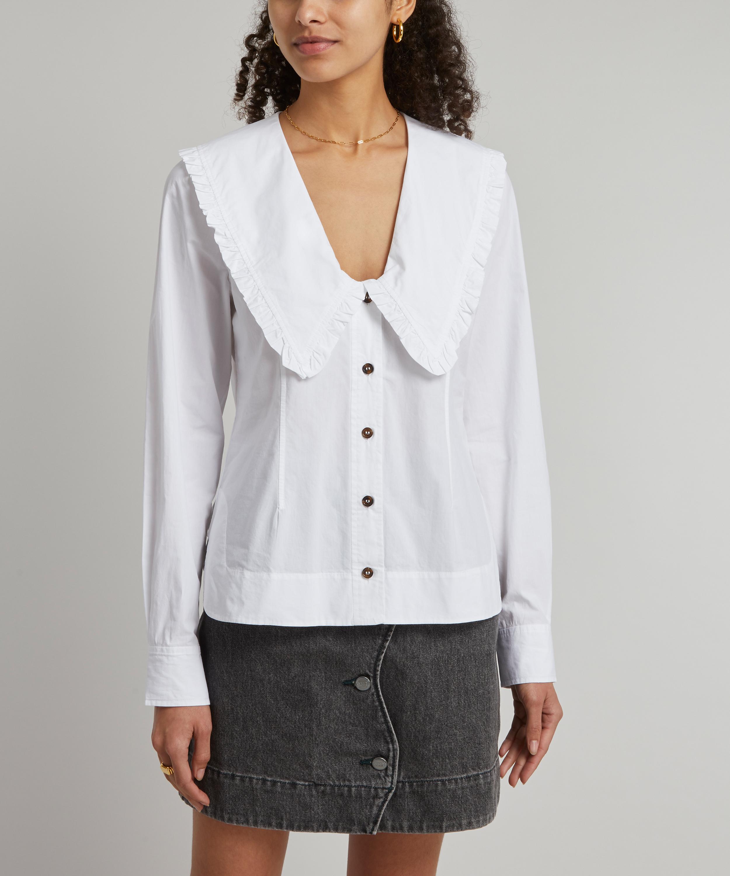 Ganni Big Collar Cotton Poplin Blouse | Liberty