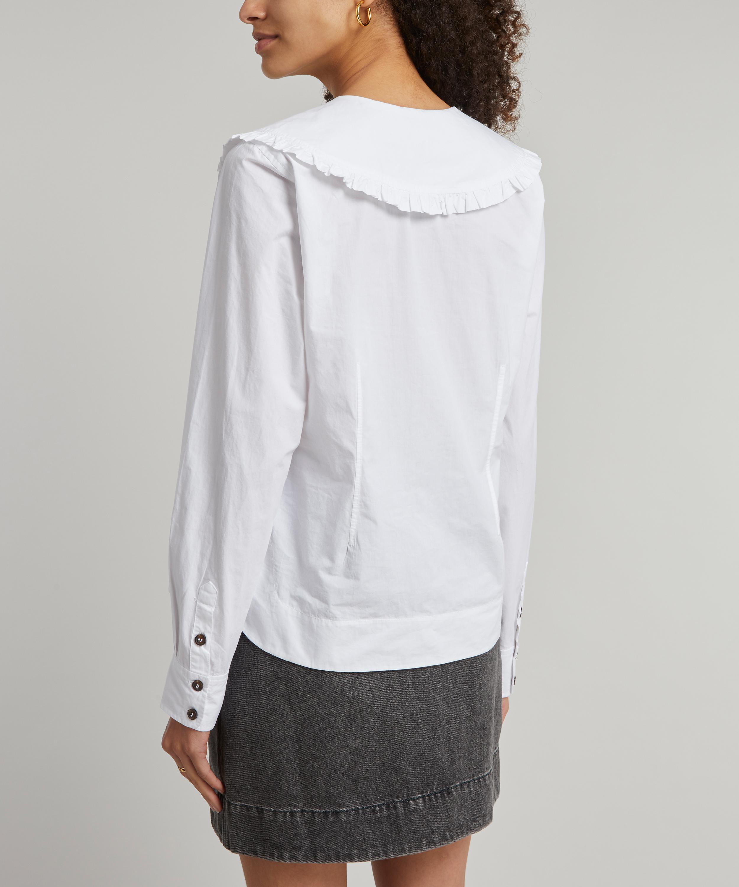 Ganni - Big Collar Cotton Poplin Blouse image number 3