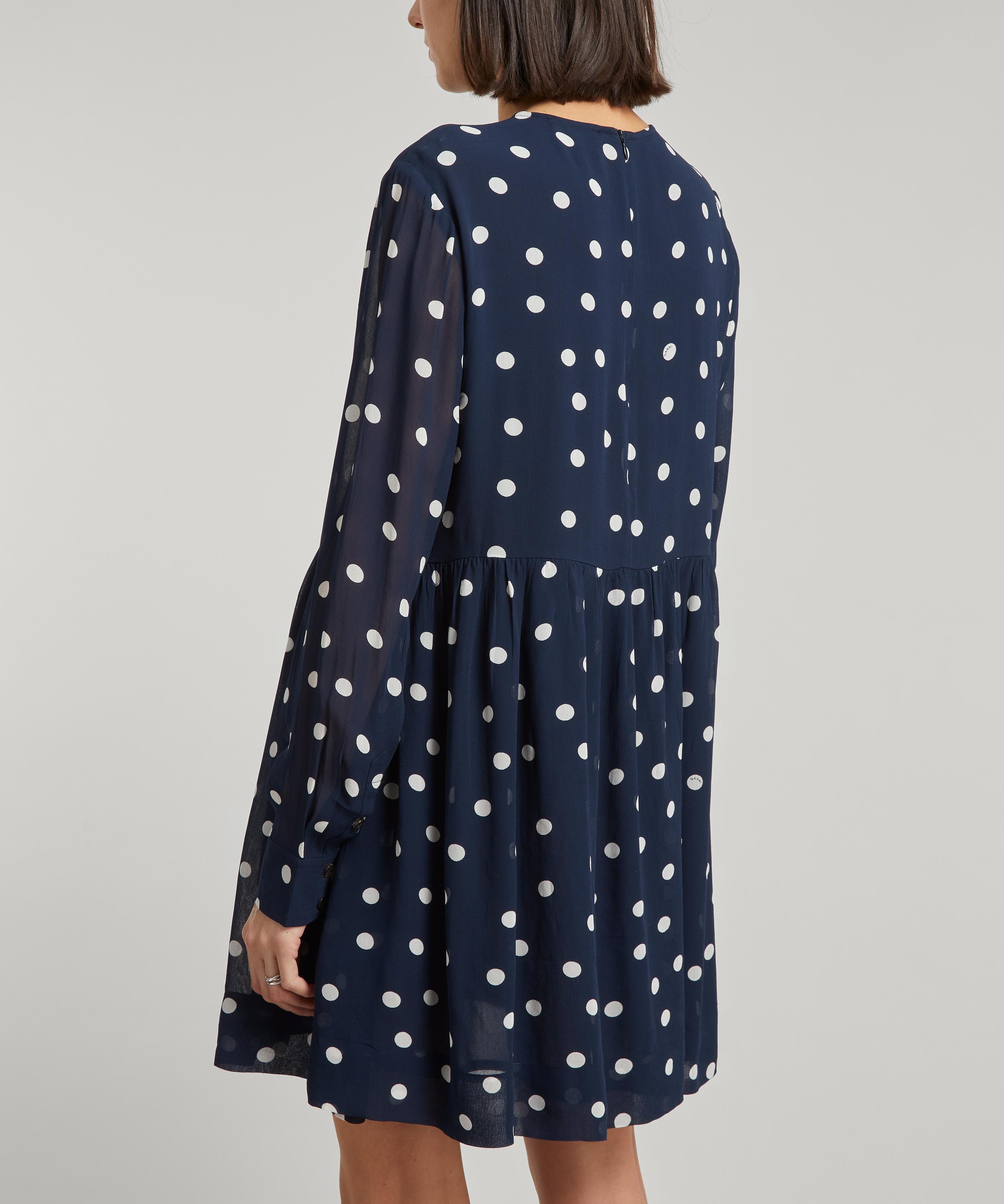 Ganni navy store polka dot dress