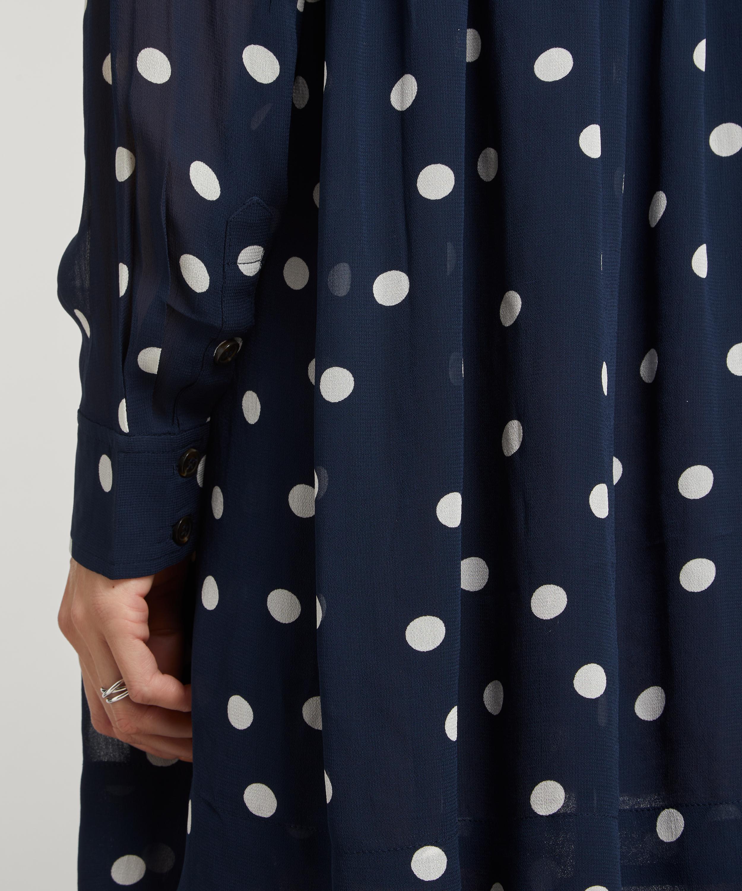 Ganni navy polka dot dress sale