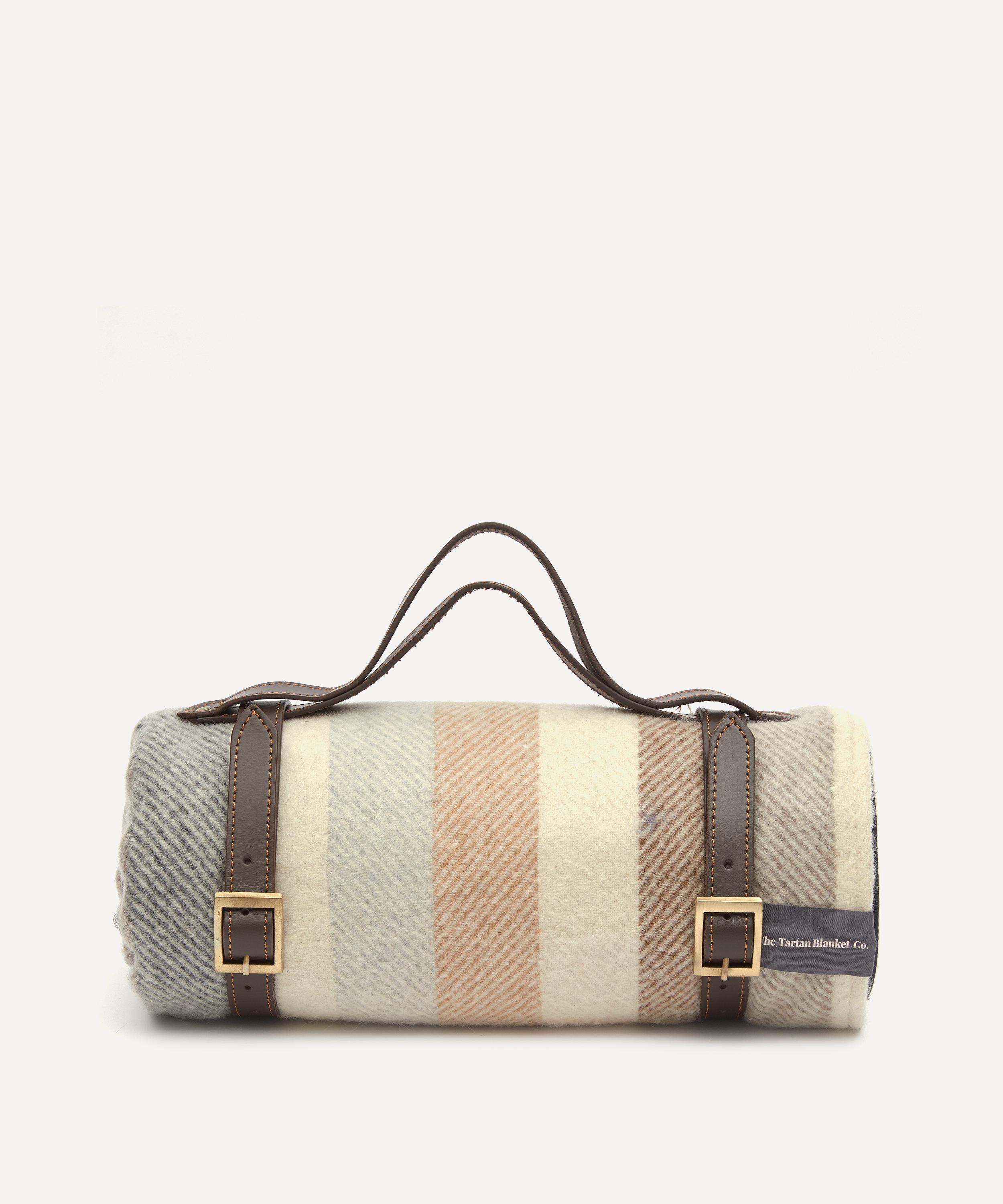 The Tartan Blanket Co. - Neutral Stripe Recycled Wool Picnic Blanket image number 0