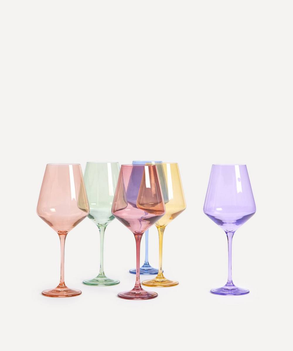 Estelle Colored Glass - Rainbow Pastel Stemware Set of Six