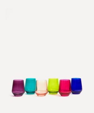 Estelle Colored Glass - Rainbow Jewel Stemless Wine Glasses Set of Six image number 3