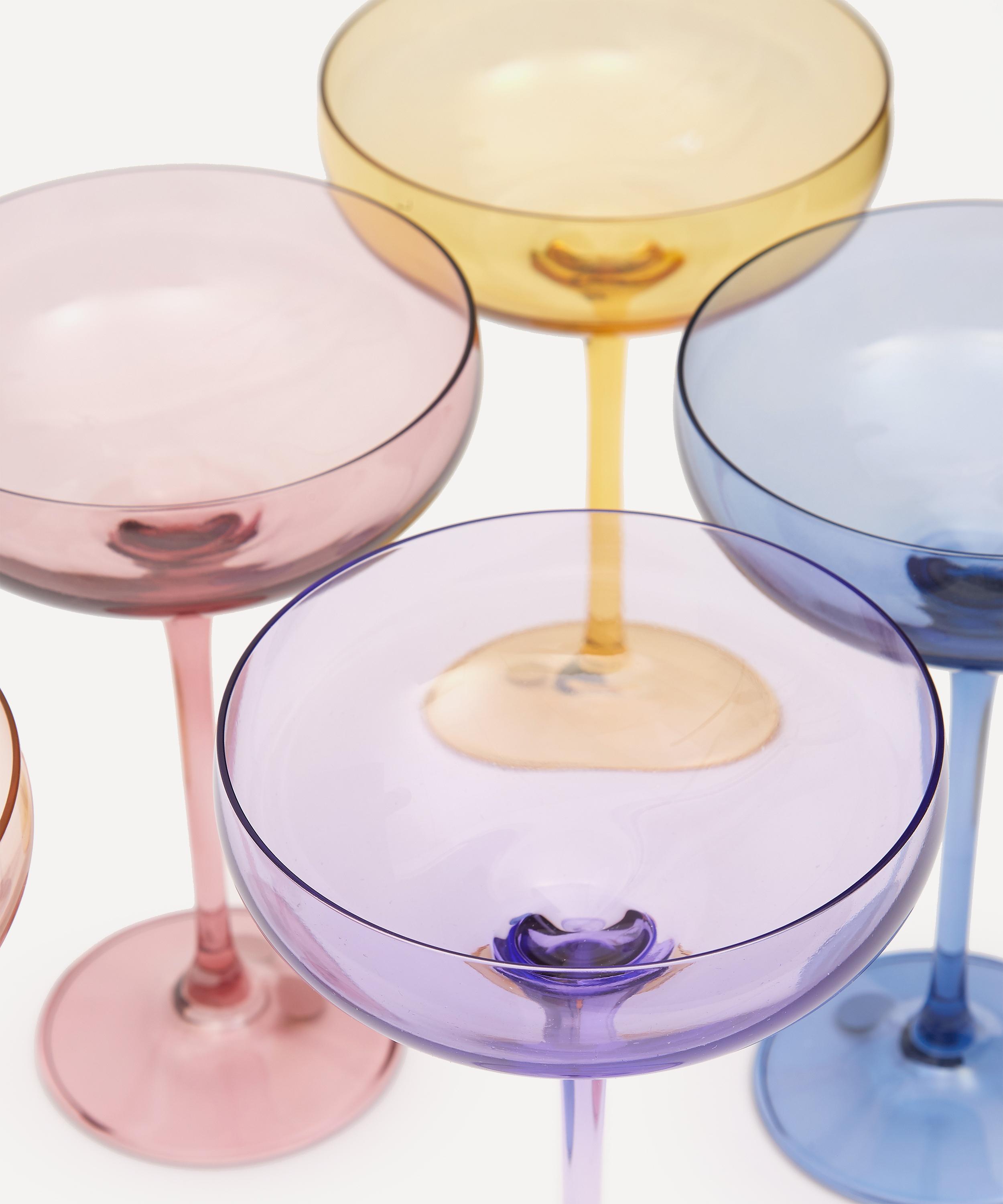 Estelle Colored Glass Champagne Flute 6-Piece Set Mixed