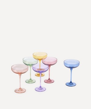 Estelle Colored Glass - Rainbow Pastel Champagne Coupes Set of Six image number 2