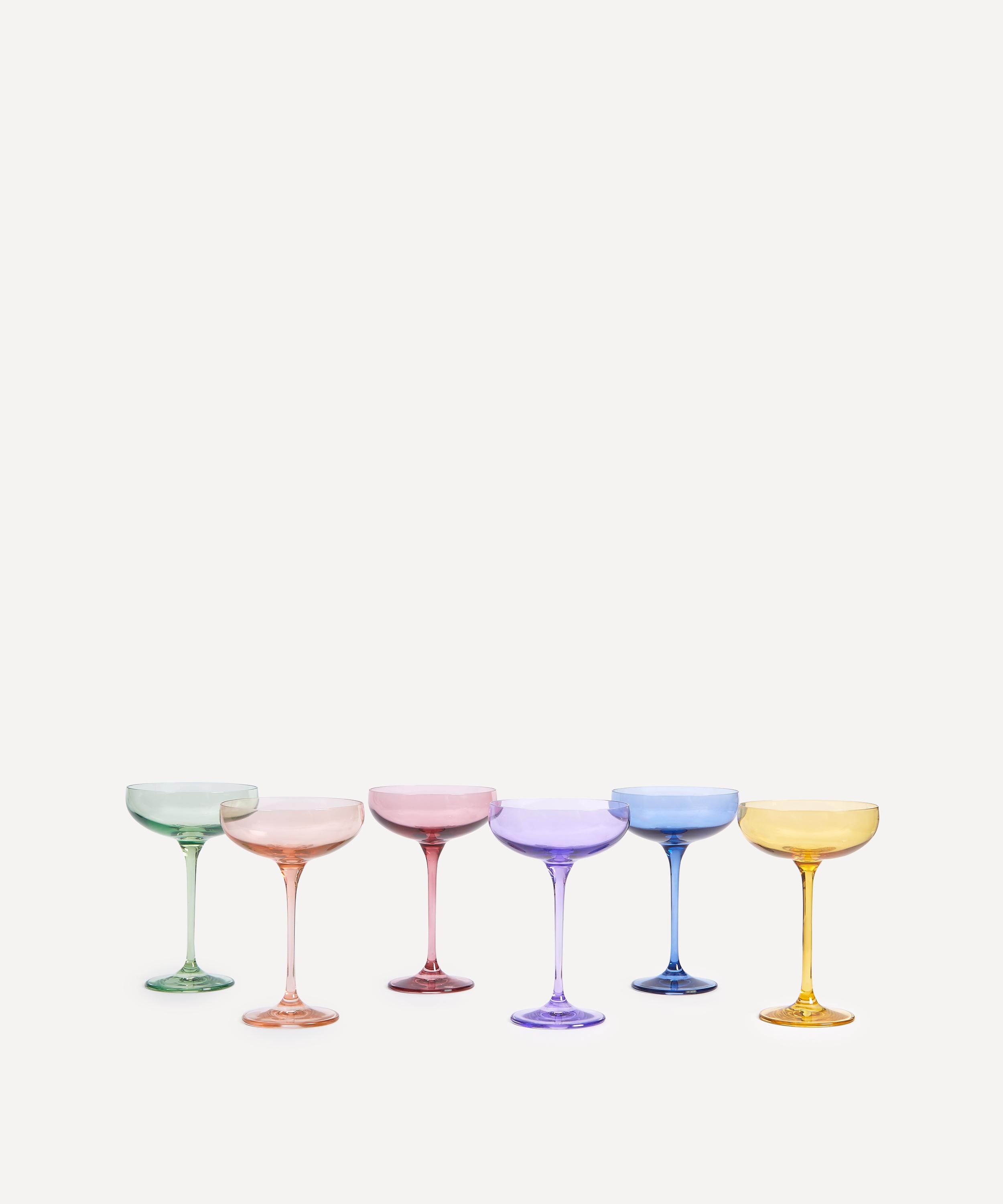 Estelle Colored Glass Champagne Flute 6-Piece Set Mixed