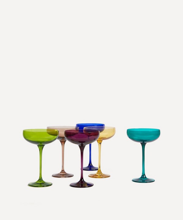 Estelle Colored Glass - Rainbow Jewel Champagne Coupes Set of Six image number null