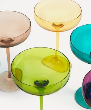 Estelle Colored Glass - Rainbow Jewel Champagne Coupes Set of Six image number 1