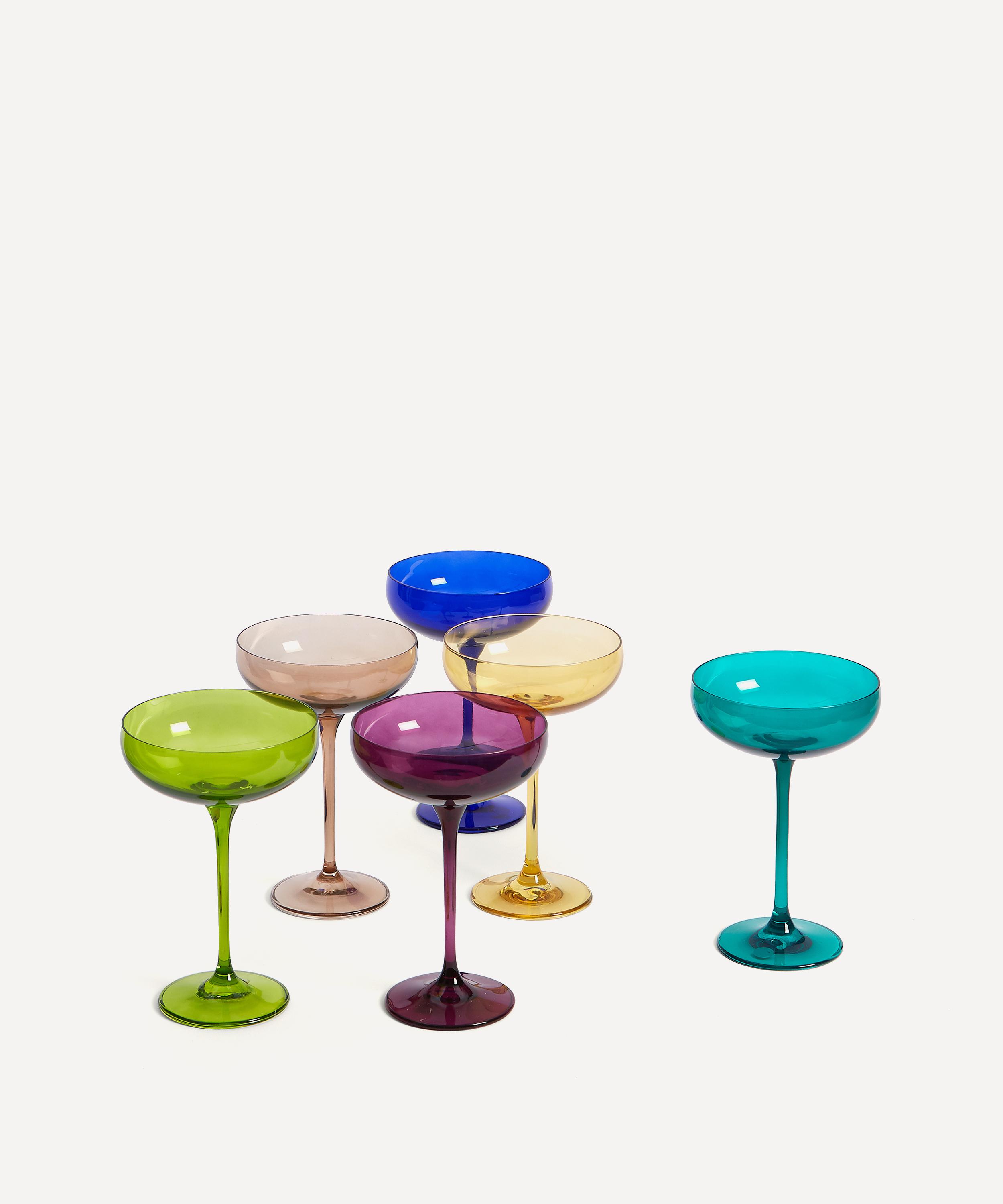 Estelle Colored Glass - Rainbow Jewel Champagne Coupes Set of Six image number 2