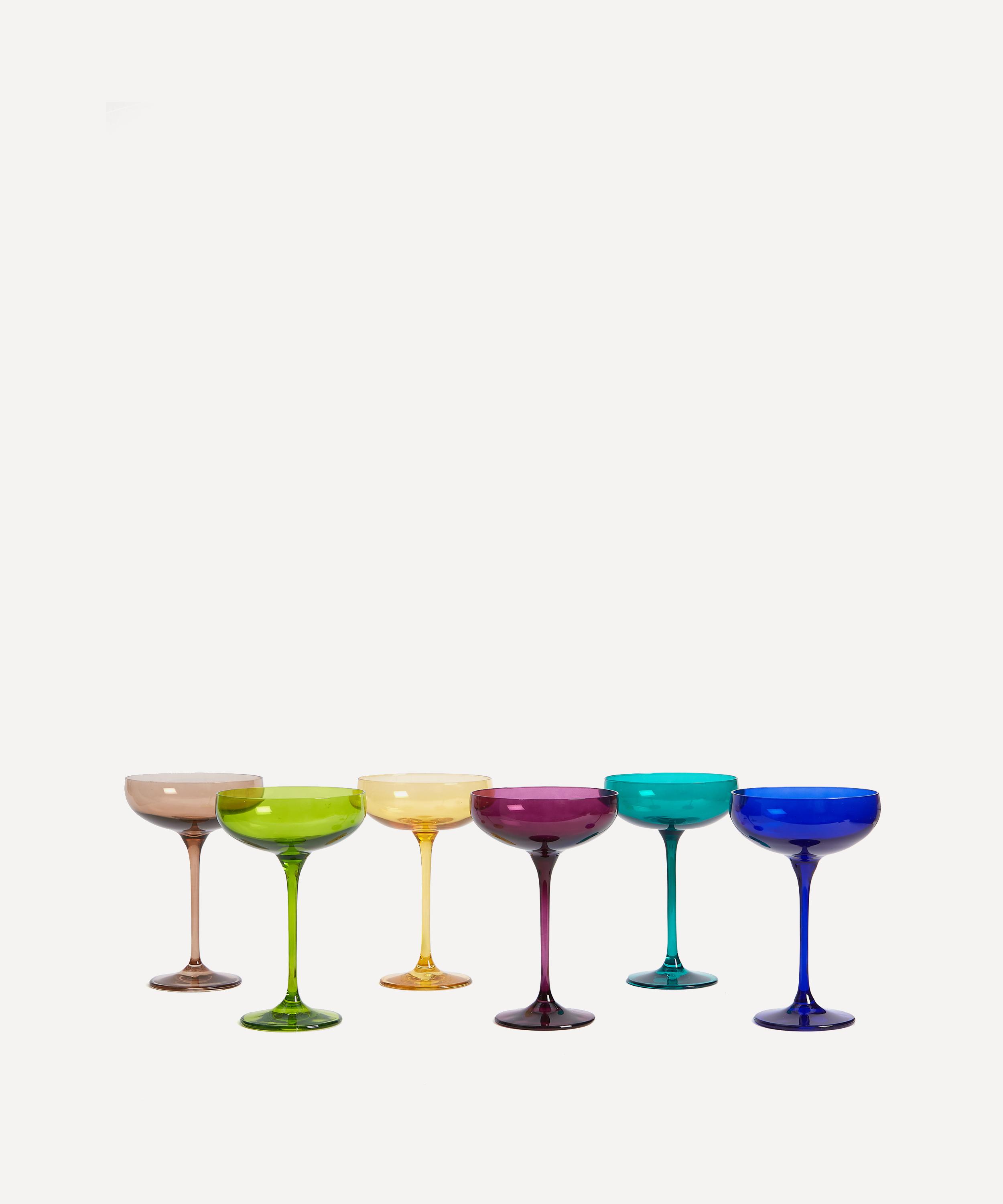 Estelle Colored Glass Hand-Blown Colored Cocktail Coupe Glasses