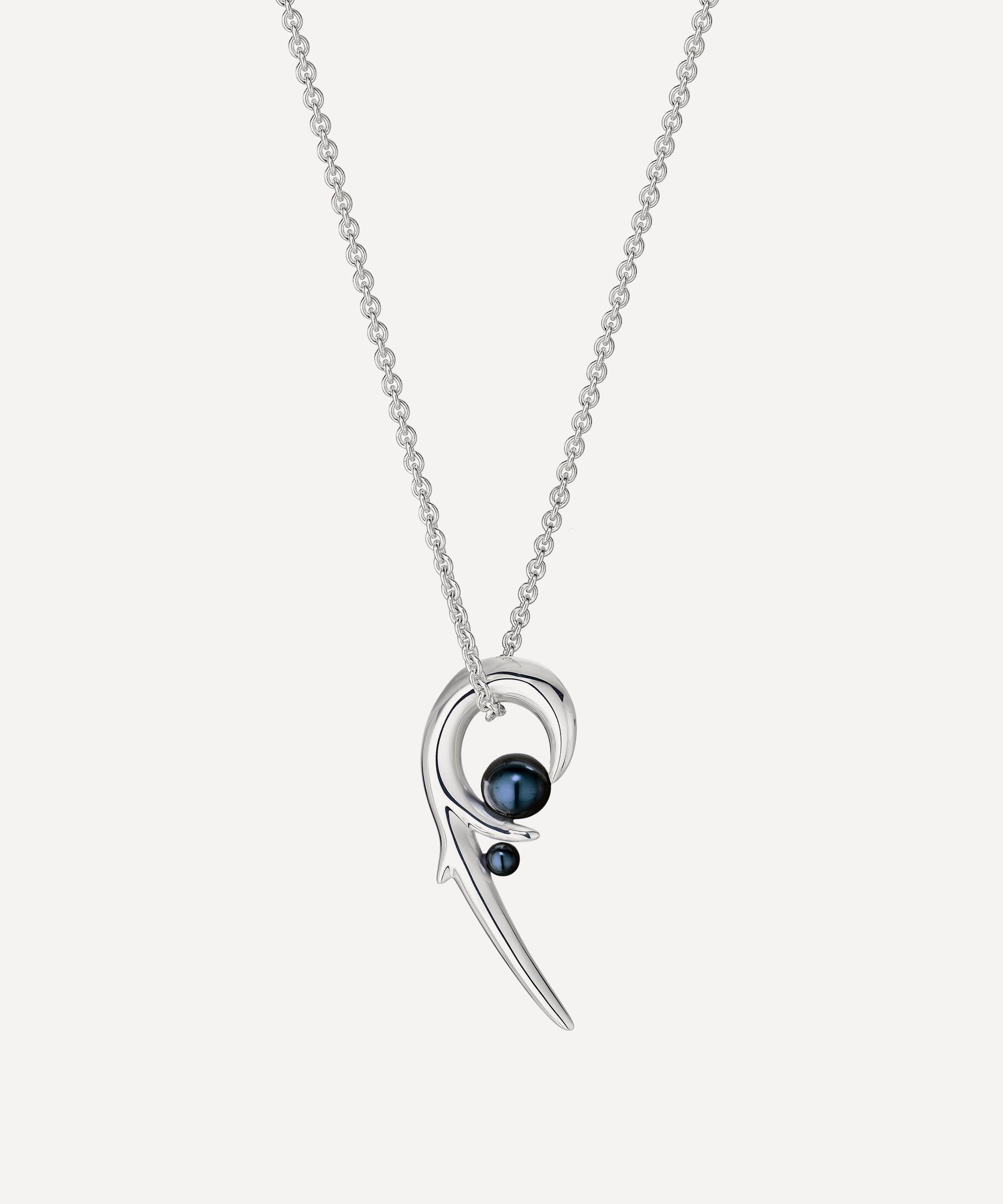 Shaun Leane - Silver Hooked Black Pearl Pendant Necklace image number 0