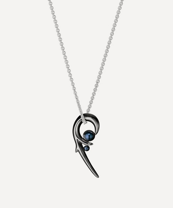 Shaun Leane - Black Rhodium-Plated Silver Hooked Black Pearl Pendant Necklace image number null