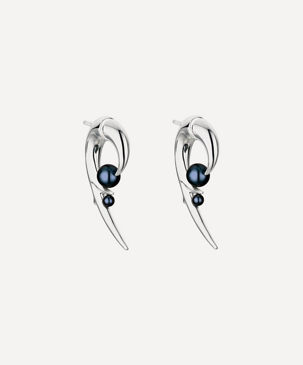 Shaun Leane - Silver Hooked Black Pearl Earrings