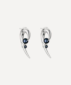 Shaun Leane - Silver Hooked Black Pearl Earrings image number 0