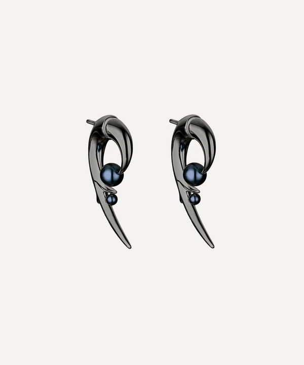 Shaun Leane - Black Rhodium-Plated Silver Hooked Black Pearl Earrings image number null