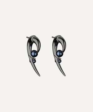 Shaun Leane - Black Rhodium-Plated Silver Hooked Black Pearl Earrings image number 0