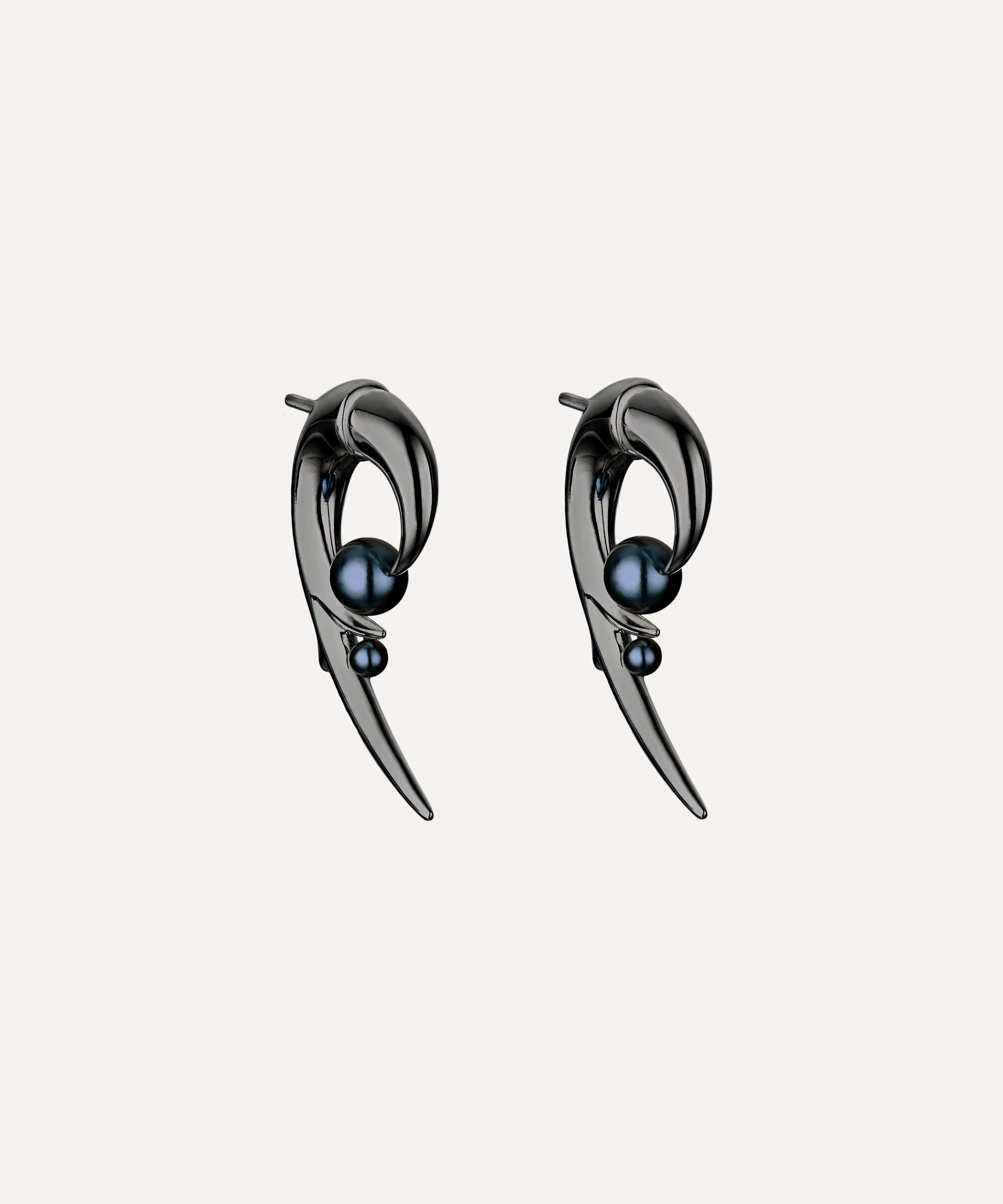 Shaun Leane - Black Rhodium-Plated Silver Hooked Black Pearl Earrings