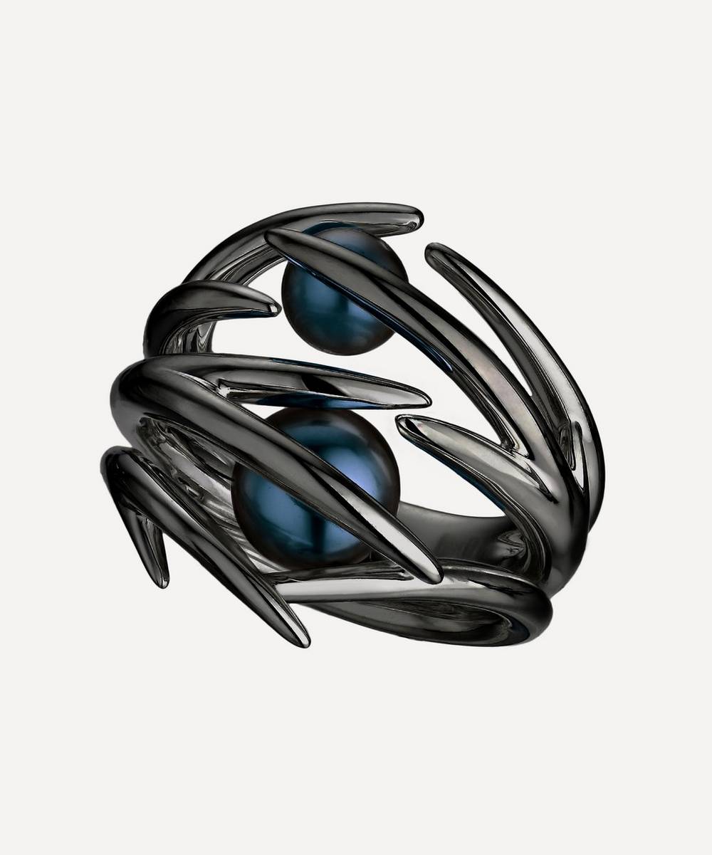 Shaun Leane - Black Rhodium-Plated Silver Hooked Black Pearl Ring