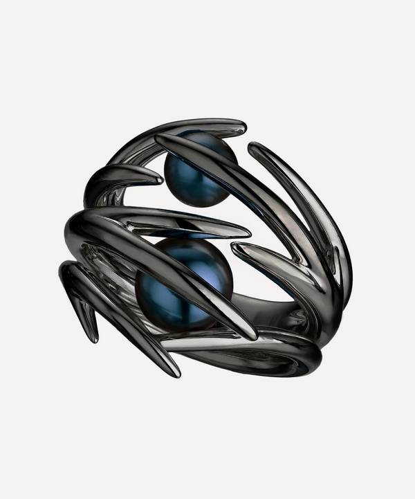 Shaun Leane - Black Rhodium-Plated Silver Hooked Black Pearl Ring image number 0