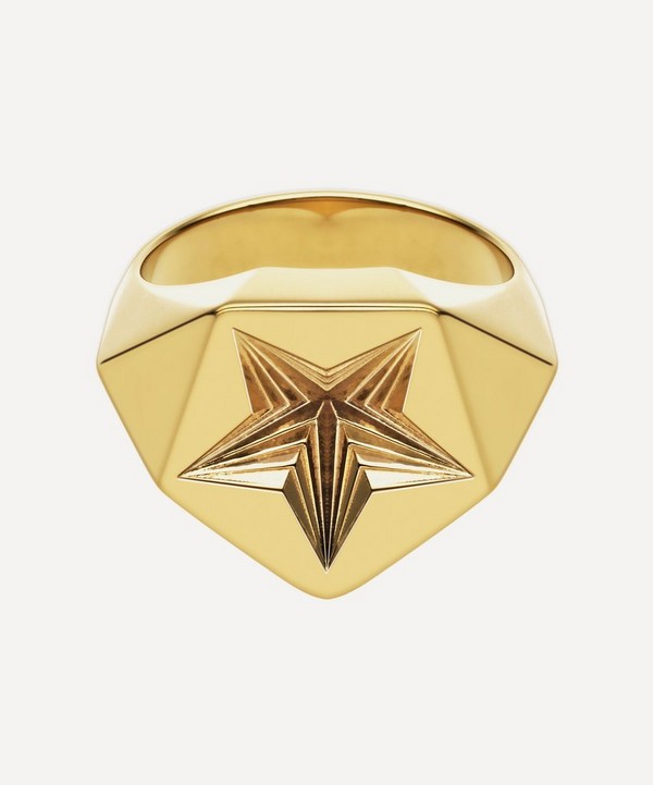 Shaun Leane - Gold Plated Vermeil Silver Star Signet Ring image number null