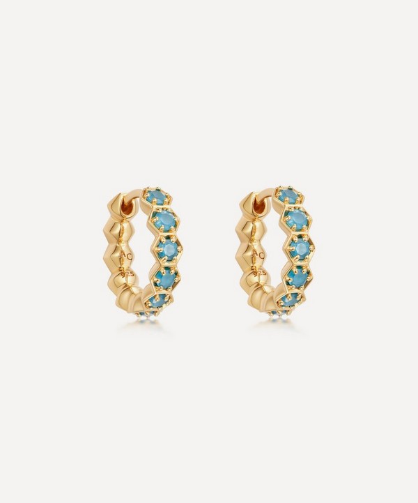 Astley Clarke - Gold Plated Vermeil Silver Deco Blue Agate Hoop Earrings image number null