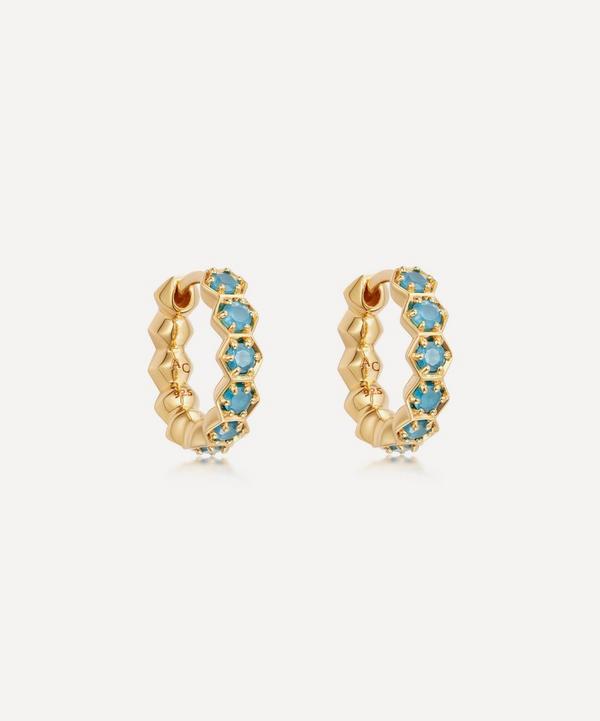 Astley Clarke - Gold Plated Vermeil Silver Deco Blue Agate Hoop Earrings image number null