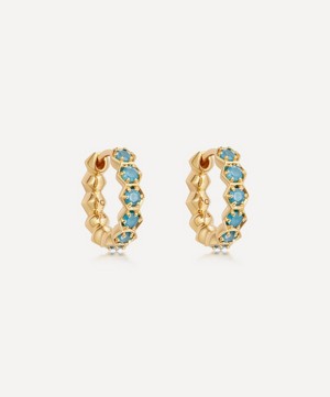 Astley Clarke - Gold Plated Vermeil Silver Deco Blue Agate Hoop Earrings image number 0