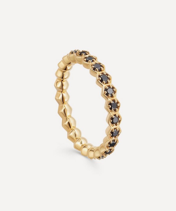 Astley Clarke - Gold Plated Vermeil Silver Deco Black Spinel Eternity Ring image number null