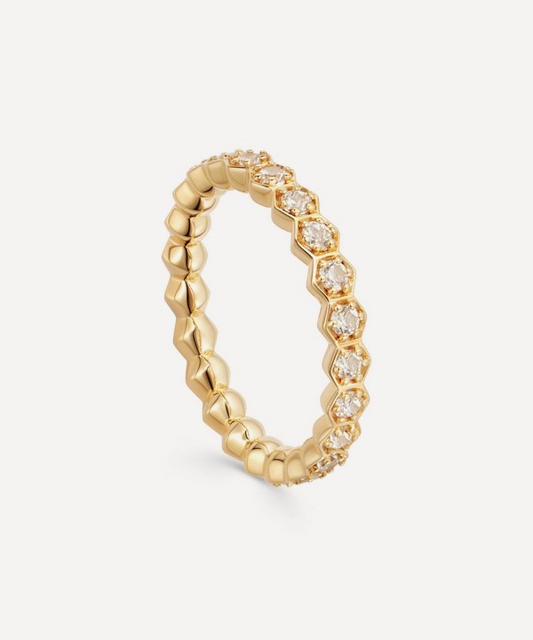 Astley Clarke - Gold Plated Vermeil Silver Deco White Sapphire Eternity Ring image number null