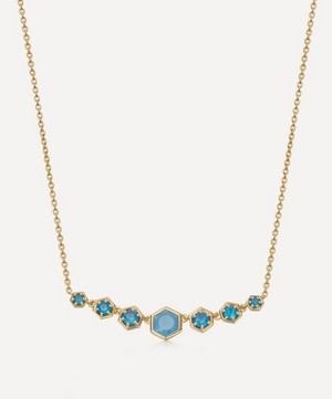 Astley Clarke - Gold Plated Vermeil Silver Deco Blue Agate Pendant Necklace image number 0