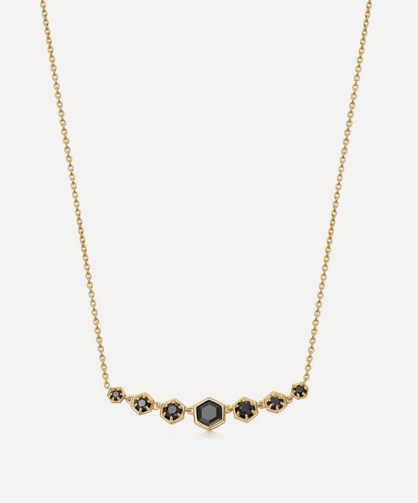 Astley Clarke - Gold Plated Vermeil Silver Deco Black Spinel Pendant Necklace image number null