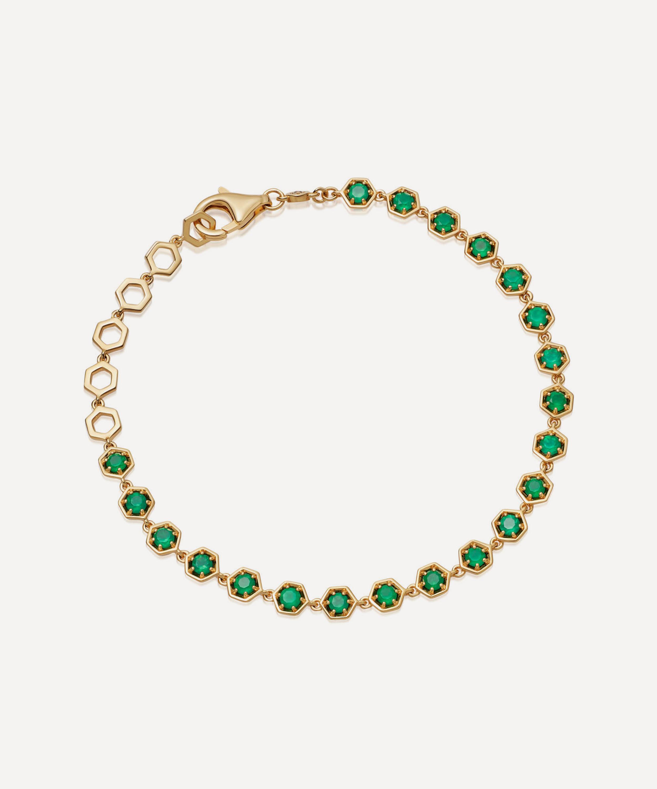 Astley Clarke - Gold Plated Vermeil Silver Deco Green Agate Bracelet image number 0