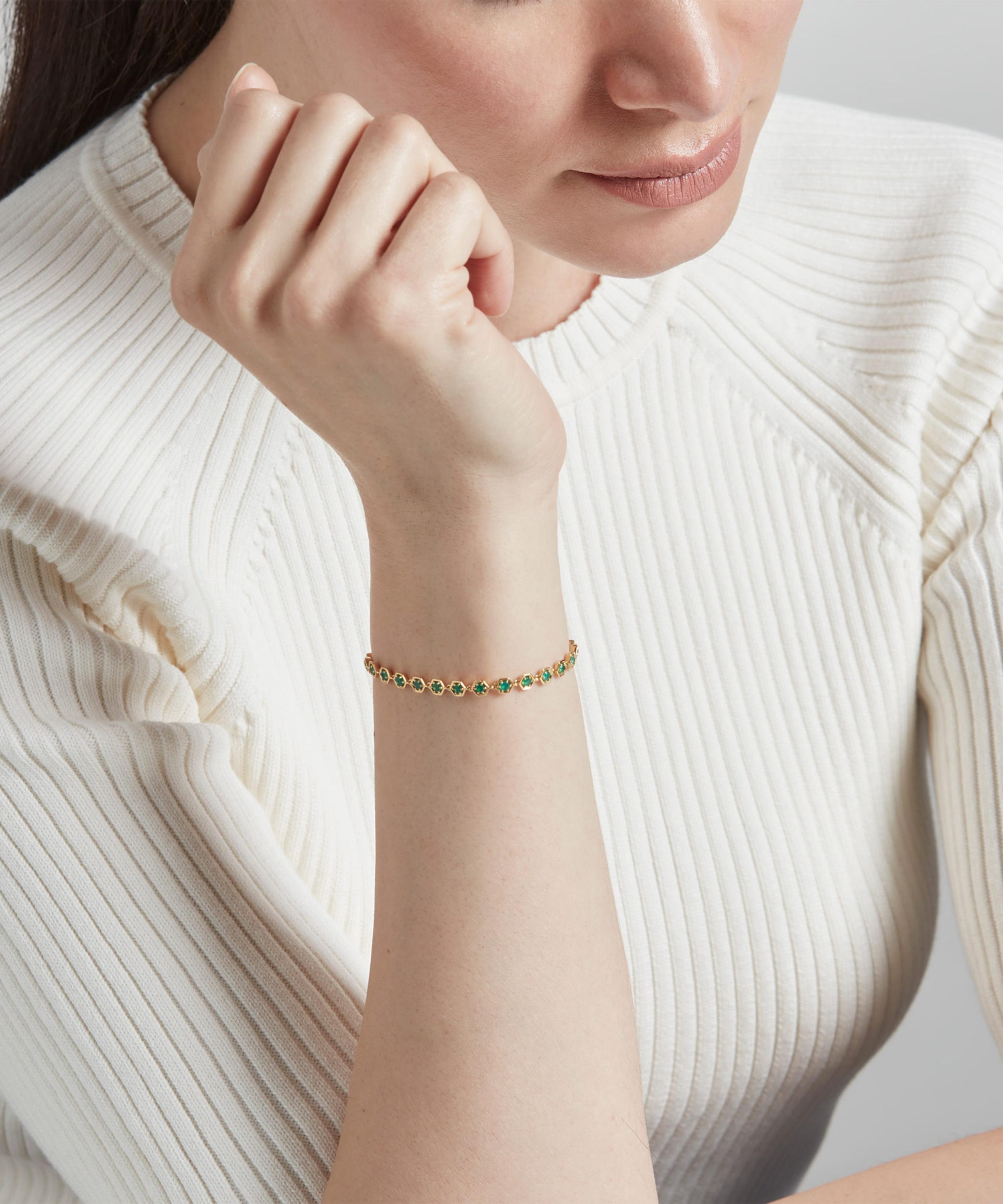 Astley Clarke - Gold Plated Vermeil Silver Deco Green Agate Bracelet image number 1