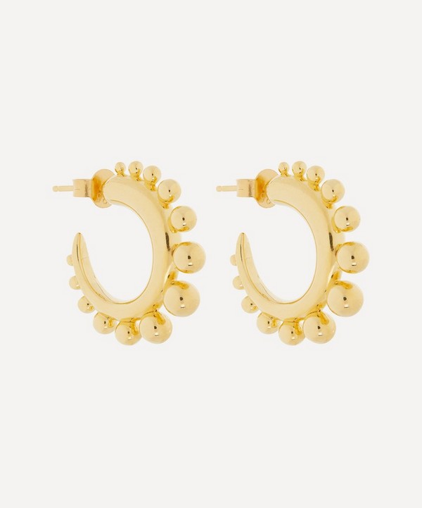 KHIRY - Gold Plated Vermeil Silver Tiny Khartoum Embellished Hoop Earrings image number null