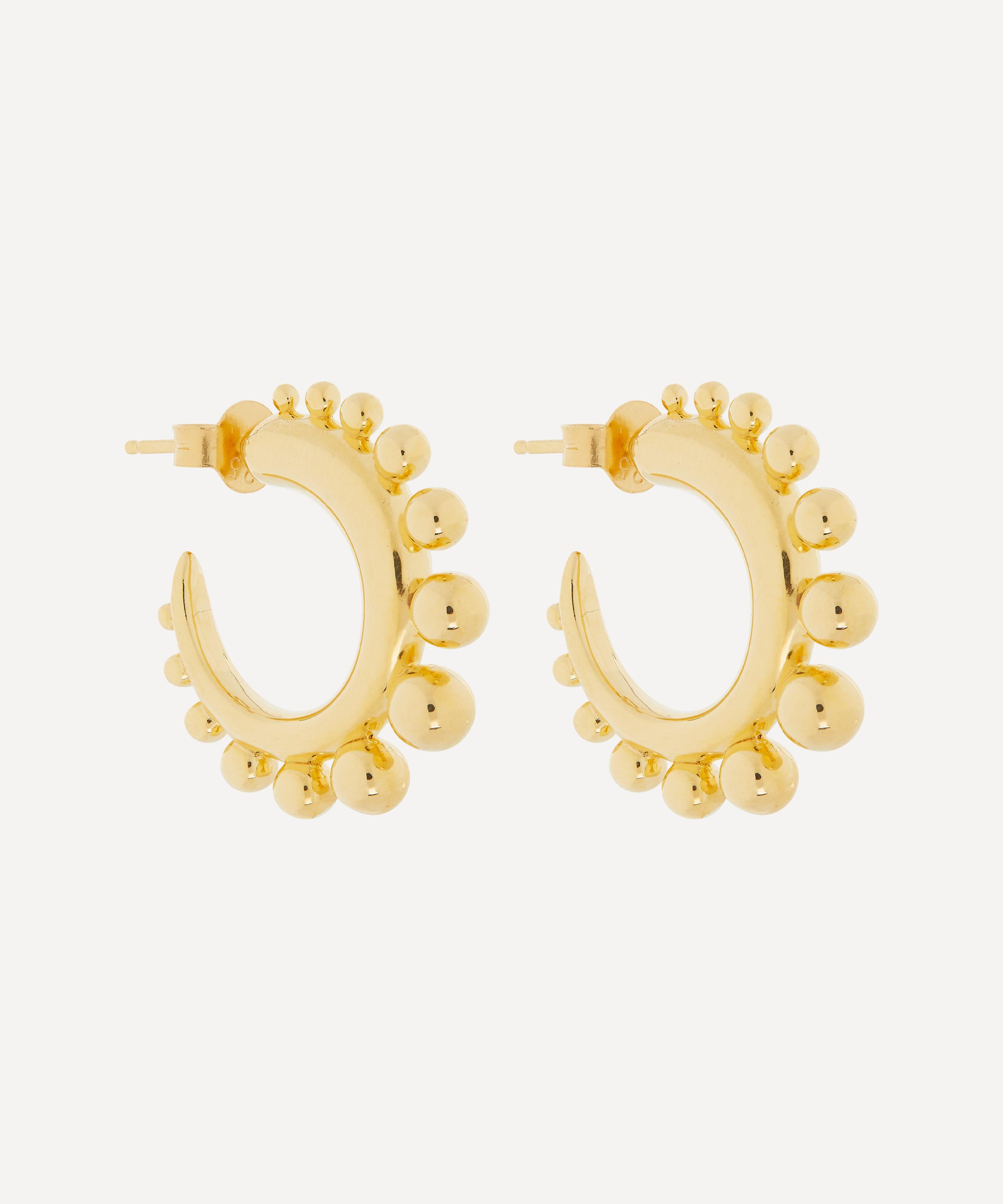 KHIRY - Gold Plated Vermeil Silver Tiny Khartoum Embellished Hoop Earrings image number 0