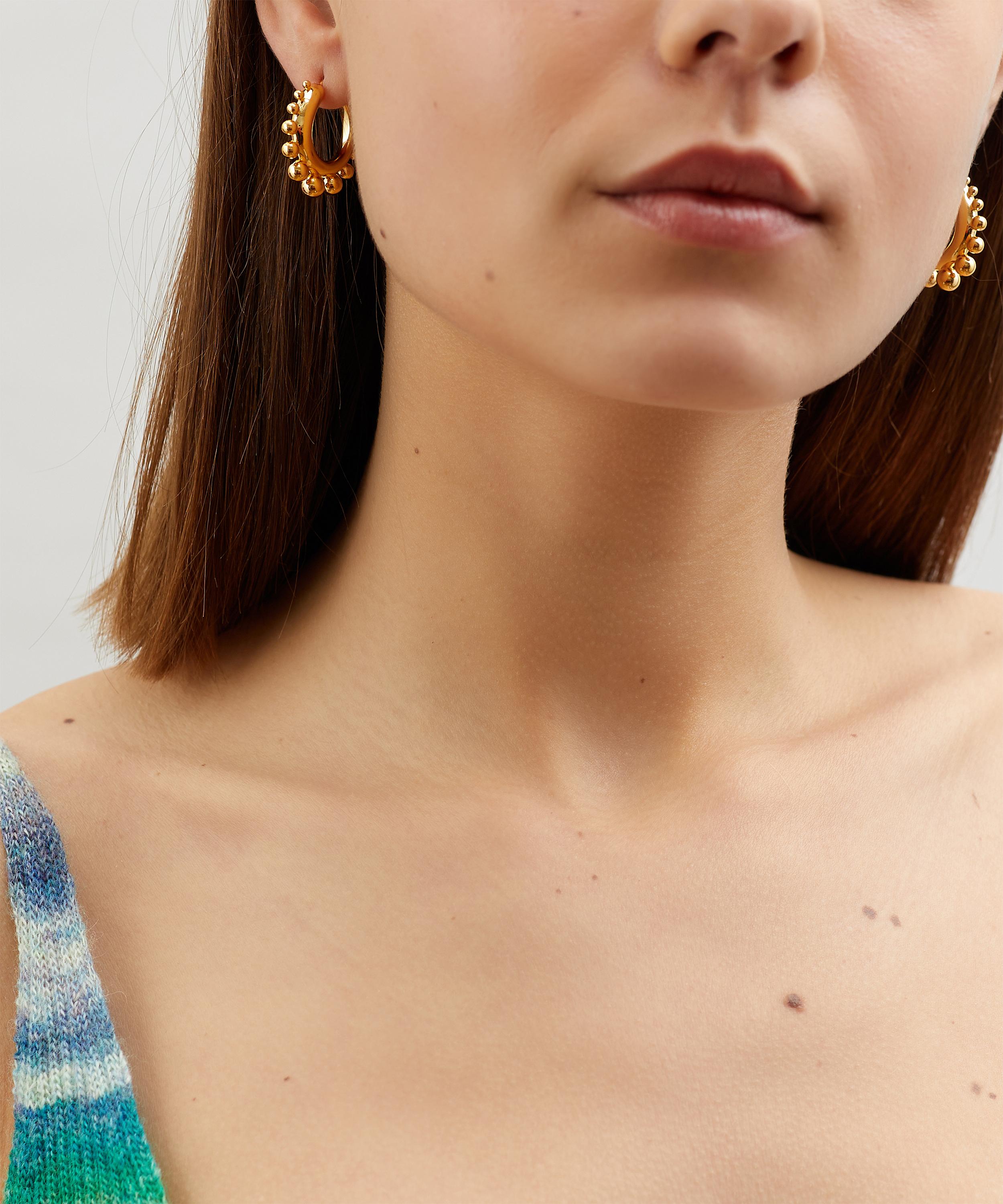 KHIRY - Gold Plated Vermeil Silver Tiny Khartoum Embellished Hoop Earrings image number 1