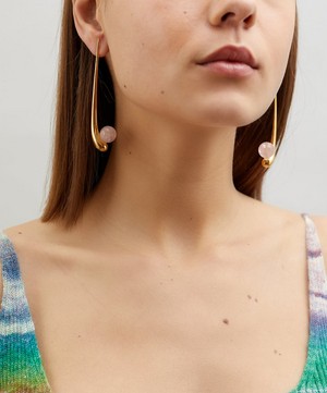 KHIRY - Gold Plated Vermeil Silver Adisa Rose Quartz Drop Earrings image number 1