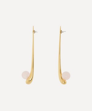 KHIRY - Gold Plated Vermeil Silver Adisa Rose Quartz Drop Earrings image number 2