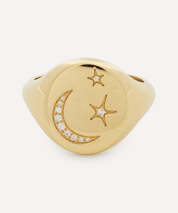 Liberty - 18ct Gold Ianthe Star and Moon Diamond Signet Ring