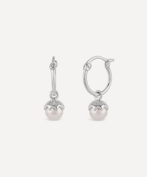 Dinny Hall - Silver Gem Drop Small Freshwater Pearl Hoop Earrings image number 0
