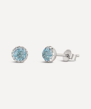 Dinny Hall - Silver Gem Drop Rose Cut Blue Topaz Stud Earrings image number 0